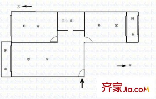 定西南路臻誠公司家屬院 2室 戶型圖