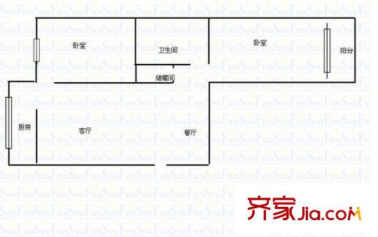 定西南路臻誠公司家屬院 2室 戶型圖