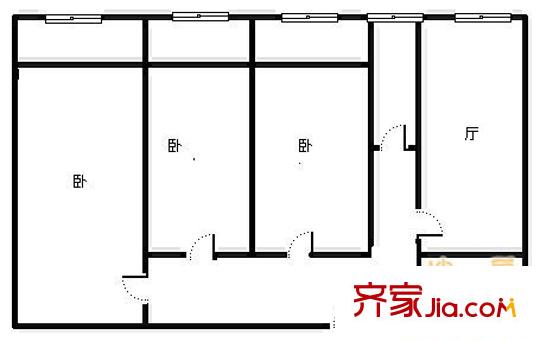 西北中學(xué)電力小區(qū) 3室 戶(hù)型圖