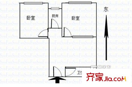 蘭大一分部家屬院  2室  戶型圖 