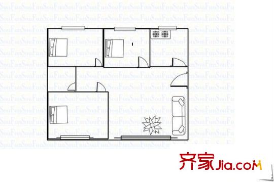 二熱郵政小區(qū) 3室 戶(hù)型圖