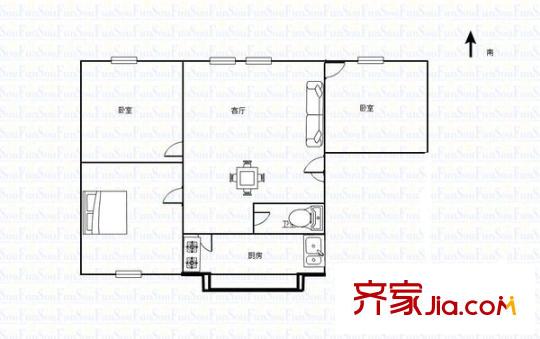 蘭州市城管區(qū)何家莊財政家屬院 3室 戶型圖