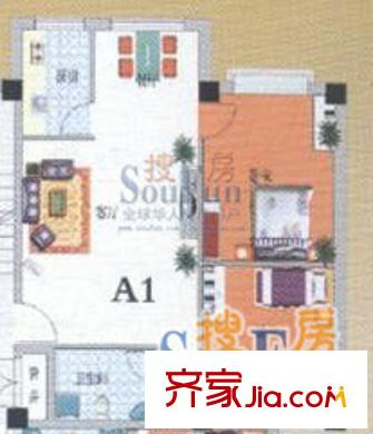 金澤嘉園戶型圖A1戶型 2室2廳1衛(wèi)1廚