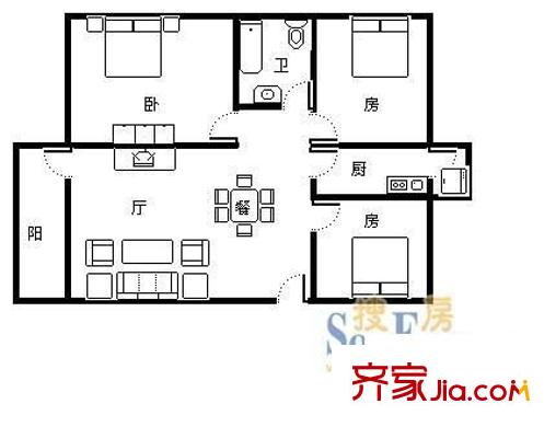 工商局家屬院(十里店)戶型圖工商局家屬院（十里店） 2室 戶型圖 2室2廳1衛(wèi)1廚