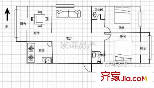 春暉小區(qū) 2室 戶型圖