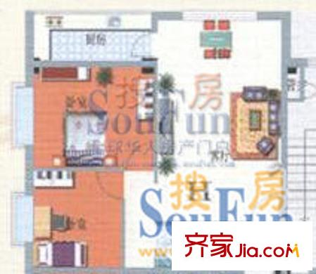 金澤嘉園戶型圖H戶型 2室2廳1衛(wèi)1廚