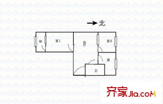 蘭州市糧食局家屬院(永昌路)戶型圖蘭州市糧食局家屬院（永昌路） 2室 戶型圖 2室1廳1衛(wèi)1廚