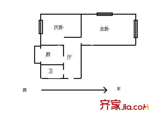 糧食局家屬院(定西路)戶型圖糧食局家屬院（定西路） 2室 戶型圖 2室1廳1衛(wèi)1廚