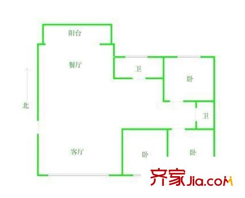 旅游局家屬院 2室 戶型圖