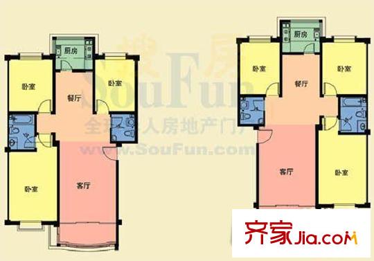 九州奔馬家屬院  3室  戶型圖