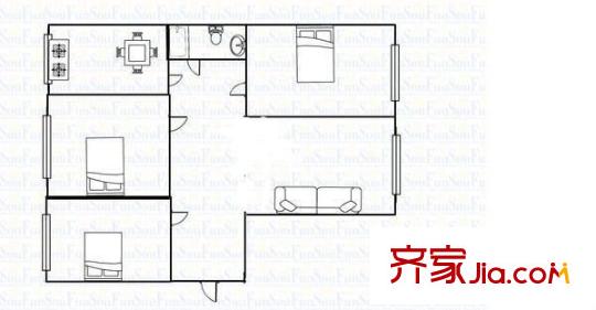 甘南路省政府家屬院 3室 戶型圖