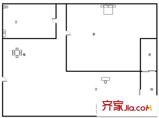 第三停車場(chǎng)家屬樓 1室 戶型圖
