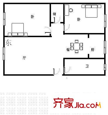 定西南路臻誠公司家屬院 3室 戶型圖