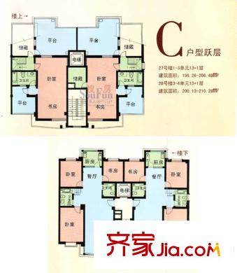 西北中學(xué)電力小區(qū)3室 戶(hù)型圖