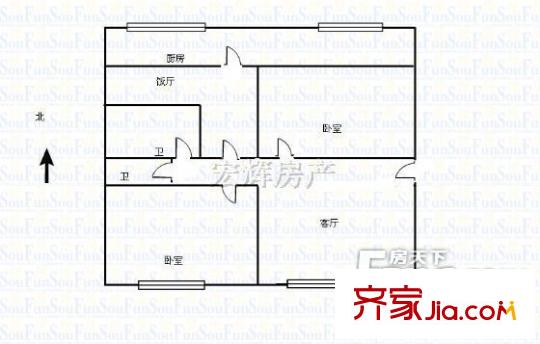 西站東閘口小區(qū) 2室 戶型圖