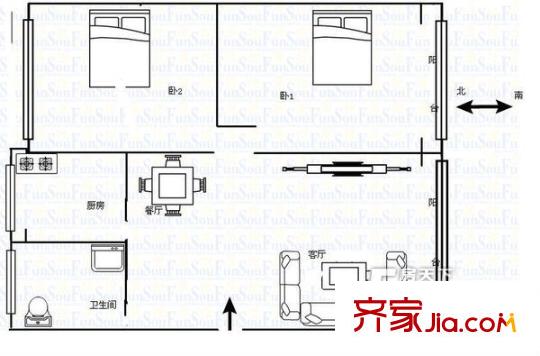 牟家莊東小區(qū)  2室  戶型圖