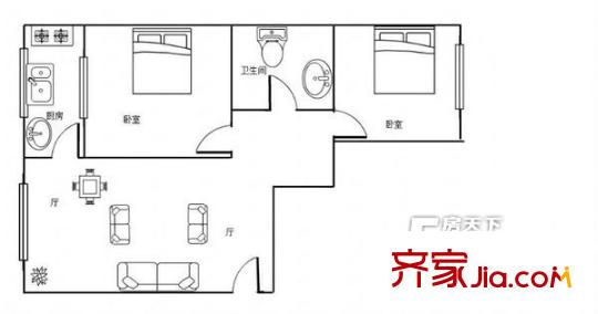 附安小區(qū)  2室  戶型圖