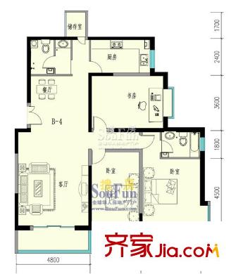萬盛名仕佳園戶型圖B-4 178.22平方米 3室2廳2衛(wèi)1廚