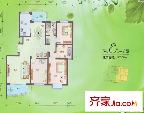 鴻運(yùn)潤(rùn)園D區(qū) 3室 戶型圖