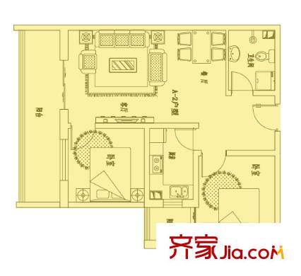 棗林小區(qū) 2室 戶型圖