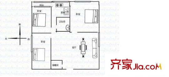 蘭州市糧食局家屬院(永昌路)戶型圖蘭州市糧食局家屬院（永昌路） 3室 戶型圖 3室1廳1衛(wèi)1廚