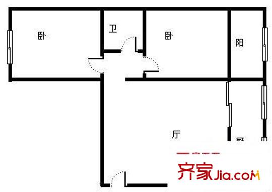 糧食局家屬院(定西路)戶型圖糧食局家屬院（定西路） 2室 戶型圖 2室1廳1衛(wèi)1廚