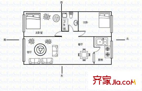 省旅游局家屬院 2室 戶(hù)型圖