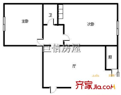 新泰水云閣戶型圖兩室兩廳 2室2廳1衛(wèi)1廚