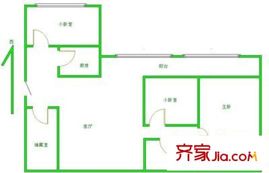 西北大廈 3室 戶型圖