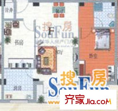金澤嘉園戶型圖F戶型 2室2廳1衛(wèi)1廚