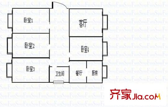 甘南路省政府家屬院 4室 戶型圖