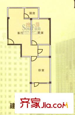 拱星墩商住樓 2室2廳戶型圖