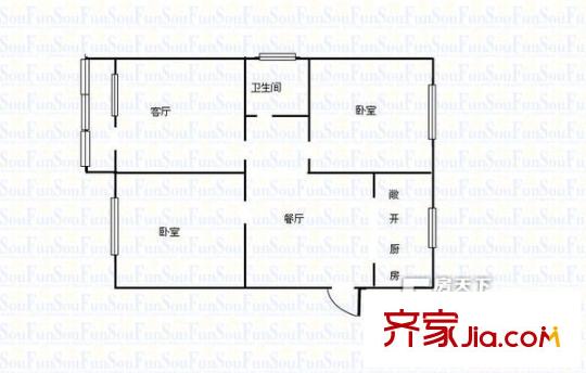 機車廠四區(qū)家屬院 2室 戶型圖