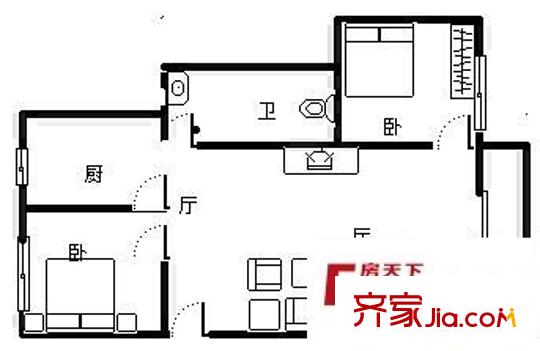 火車站東路9號 2室 戶型圖