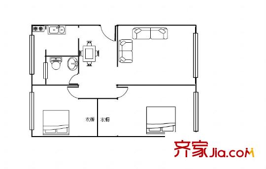 正寧路稅務(wù)局家屬院 2室 戶型圖