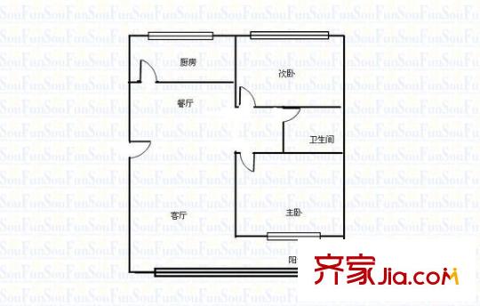 雁灘檢察院家屬院 2室 戶型圖