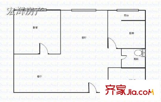 省旅游局家屬院 2室 戶型圖