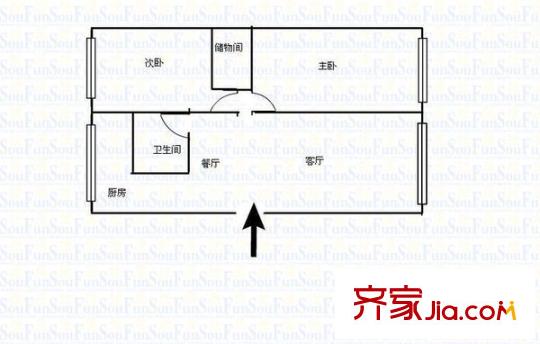 靜寧路建行家屬院 2室 戶型圖