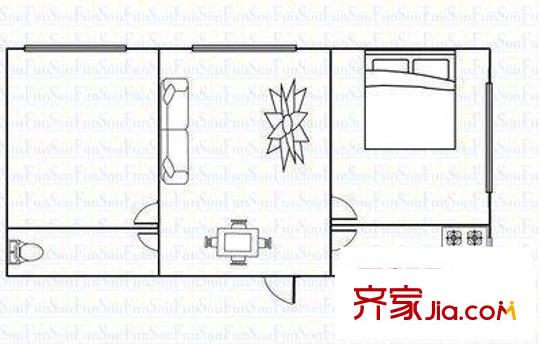 六建家屬院 2室 戶型圖