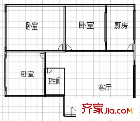 行政學(xué)院家屬院 3室 戶型圖