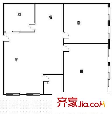 西地所家屬院 2室 戶型圖
