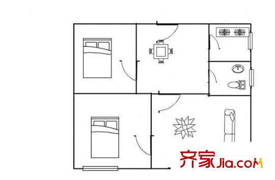 土門墩商儲家園 2室 戶型圖