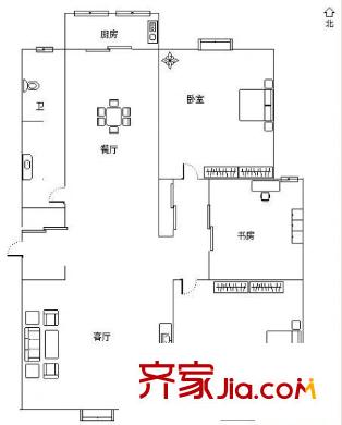 新泰水云閣戶型圖三室兩廳 3室2廳1衛(wèi)1廚