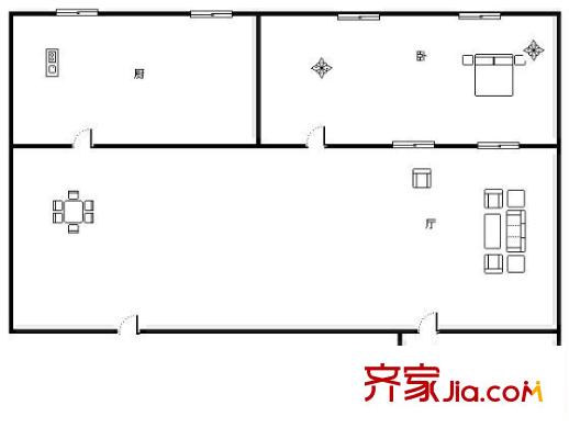 西北大廈  1室 戶型圖
