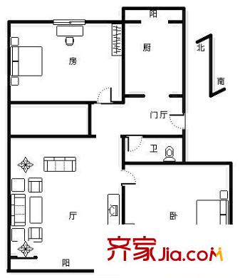 孫家臺經濟適用房 2室 戶型圖