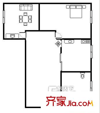 蘭通廠家屬院 1室 戶型圖