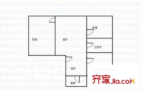 華城小區(qū) 1室 戶型圖