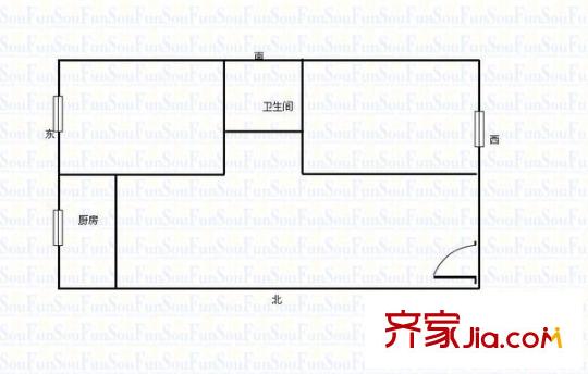 鐵路局乘警隊(duì)小區(qū) 2室 戶型圖