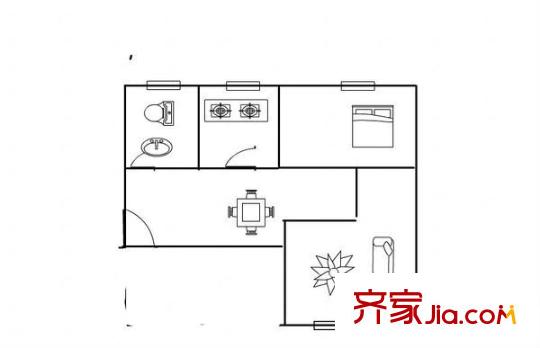 機車廠四區(qū)家屬院 1室 戶型圖