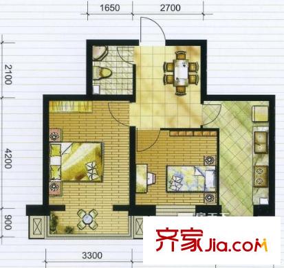 亞太西苑 2室 戶型圖